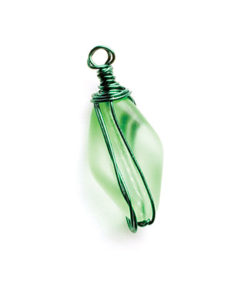 Green-tinted Bead Wrapped with Green Wire