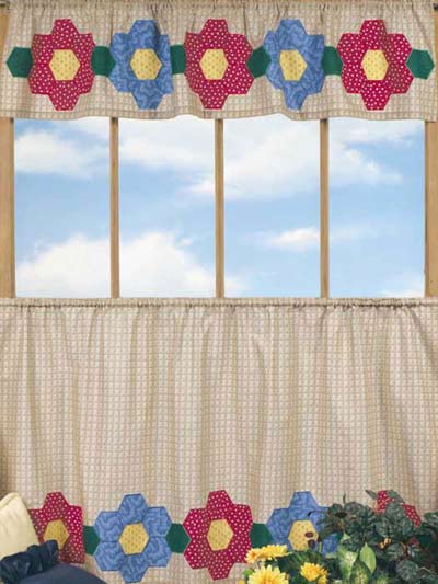 Grandmother's Flower Garden Valance and Cafe Curtain photo