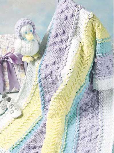 Lace-Up Baby Afghan and Baby Chick Toy photo