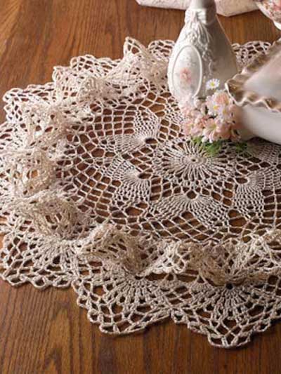 Open Worked Doily White Ruffled Edged Doily 11 Inch Knit Doilies 16831